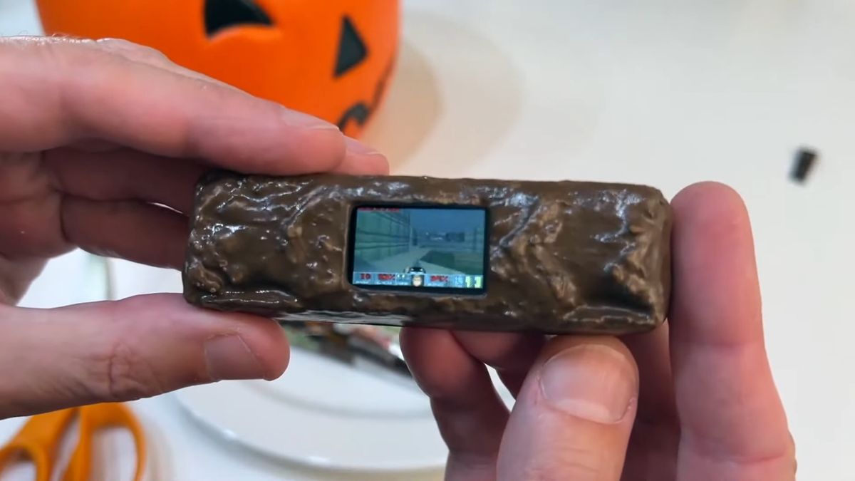 Doom running on a Milky Way candy bar