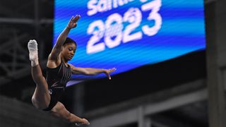 USA's Kaliya Lincoln takes part in a training session ahead of the upcoming Pan American Games Santiago 2023