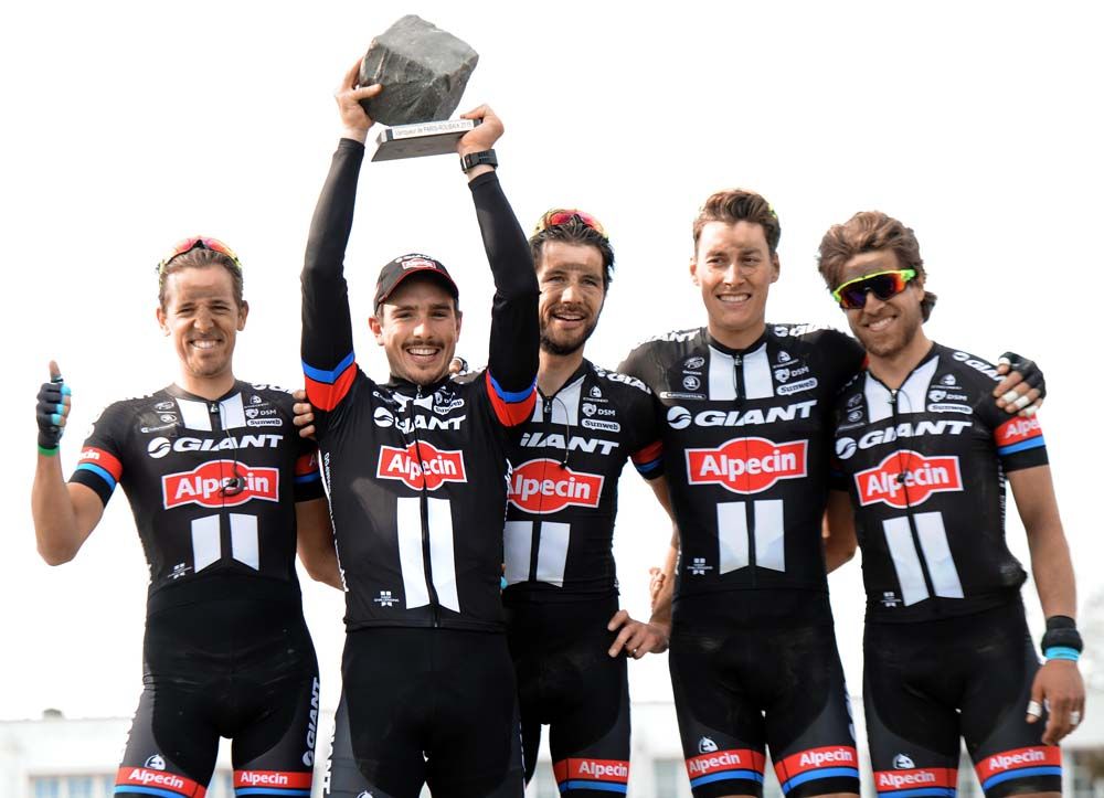The Giant-Alpecin team celebrated together