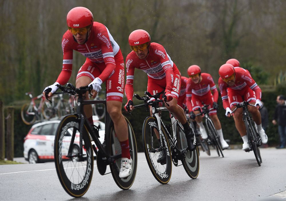 Team Andiron Giocattoli Sidermec ride during the Team Time Trial on day one of the tour of 'La Mediterraneenne'
