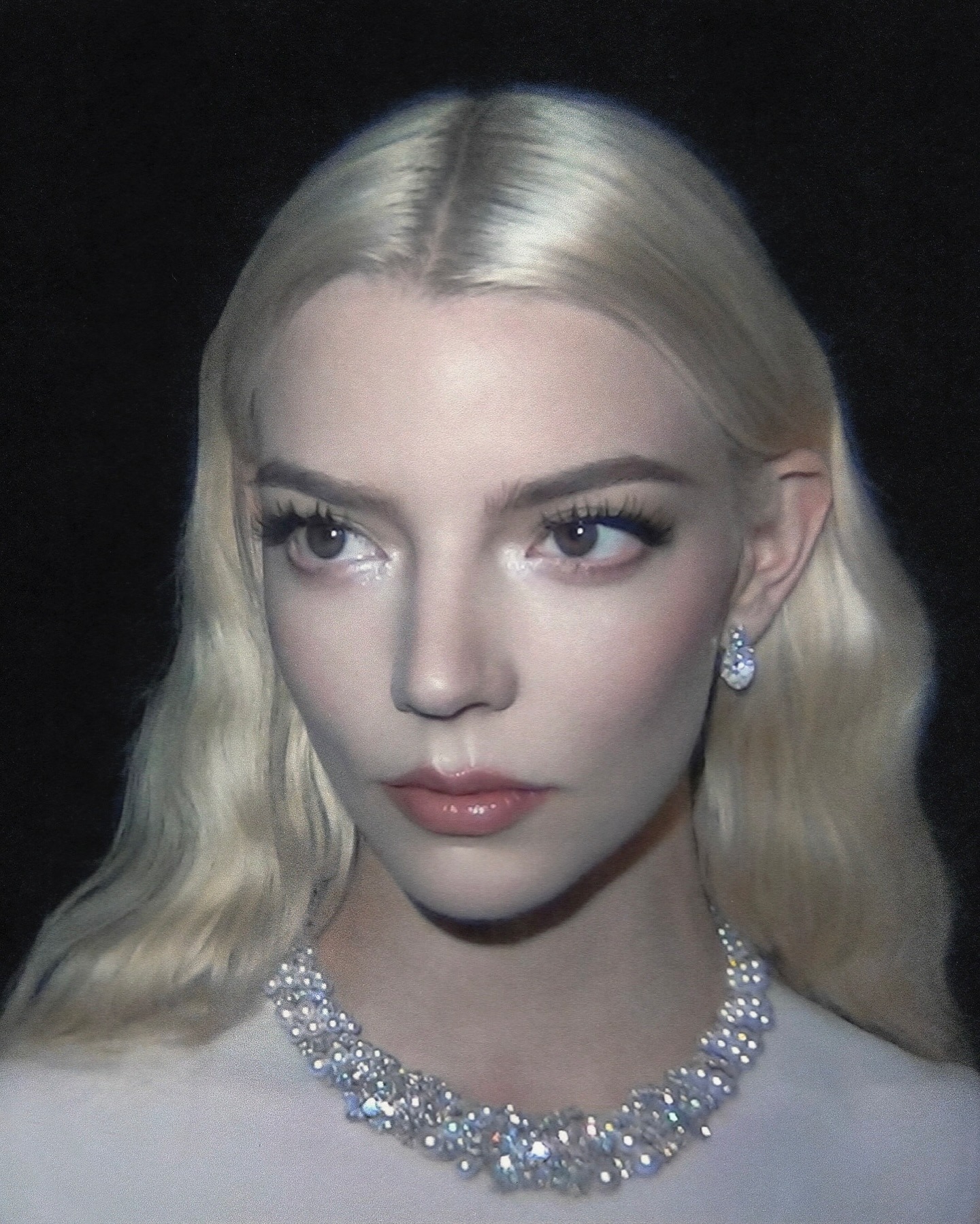 Anya Taylor-Joy with pearl blonde hair