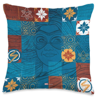 Ms Kamala Khan Patchwork Quilt Throw Pillow | Check price at Amazon