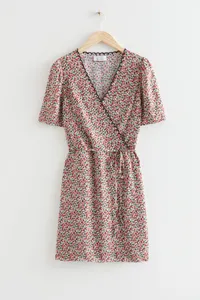 &amp; Other Stories Printed Scallop Wrap Mini Dress $89 $40 | &amp; Other Stories