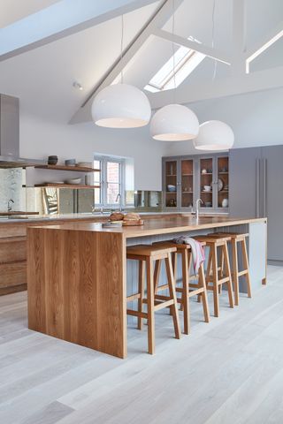 wood kitchen island with breakfast bar