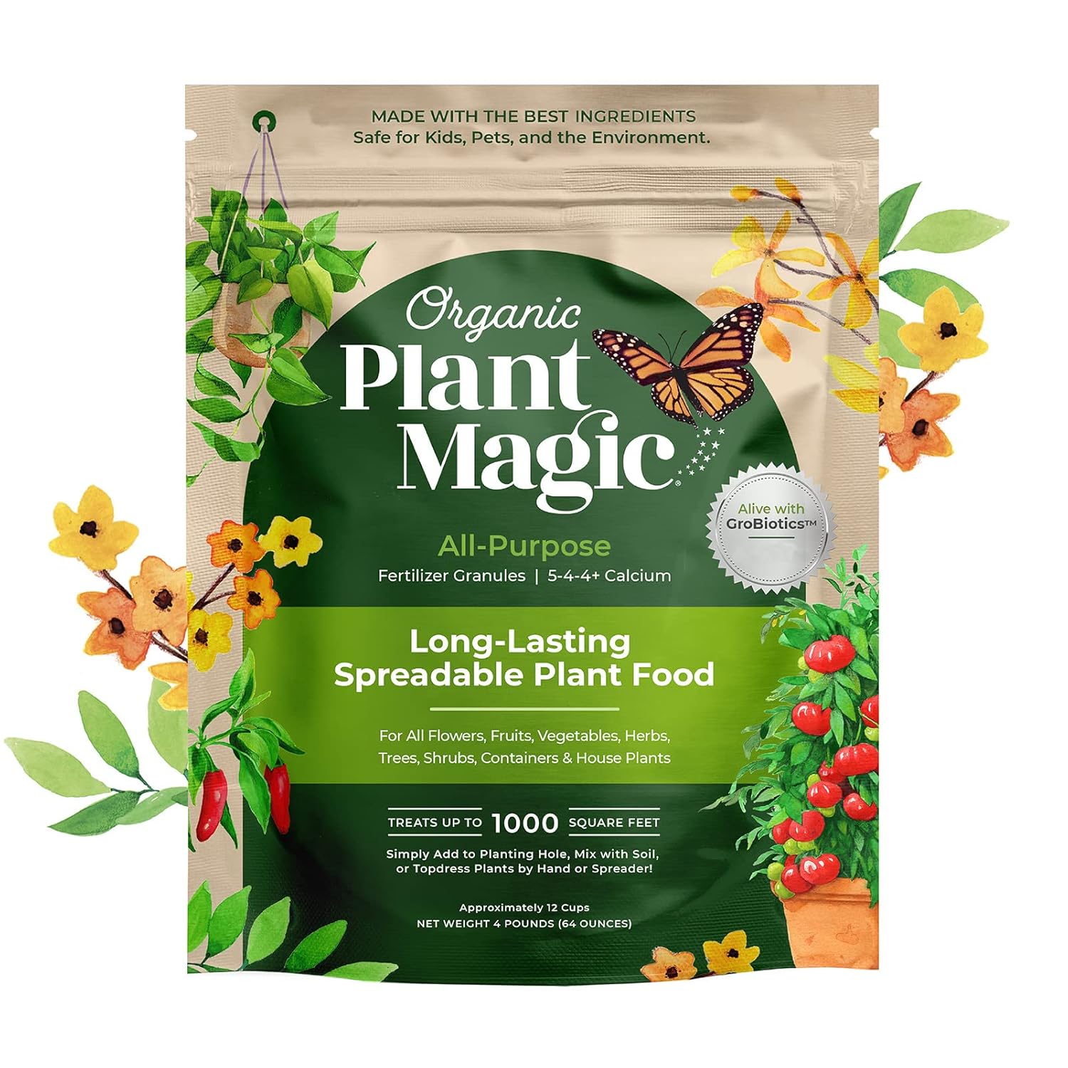 Organic Plant Magic - Truly Organic&amp;trade; Slow Release Granular Fertilizer : Long-Lasting Plant Food Granules - Indoor &amp;amp; Outdoor Flowers, Vegetable Gardens, Fruit Trees, Shrubs, House Plants [one 4 Lb Bag]