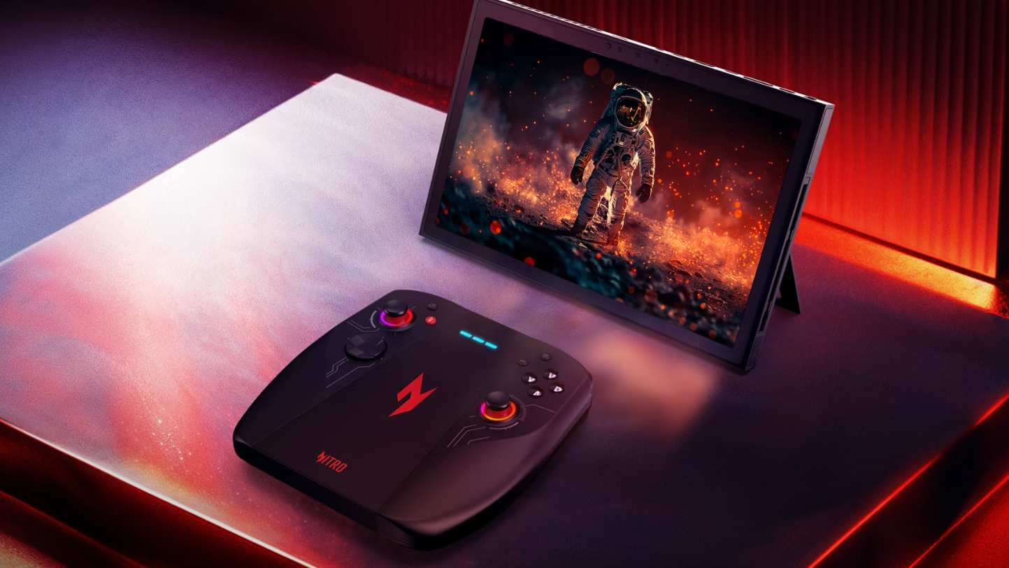 The Acer Nitro Blaze 11 with its controller detached in gamepad mode.