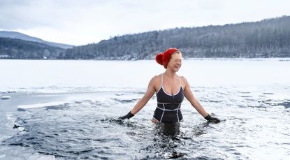 Woman enjoying the benefits of cold water swimming