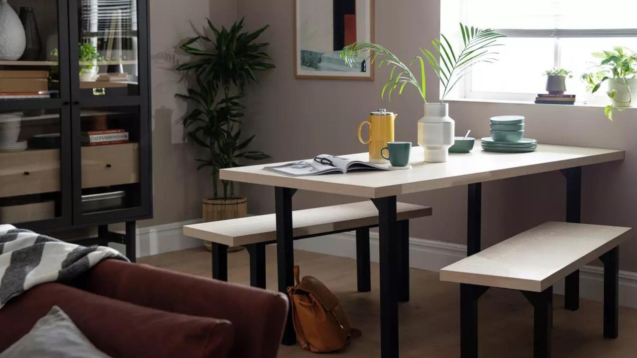 Dining room with furniture and crockery