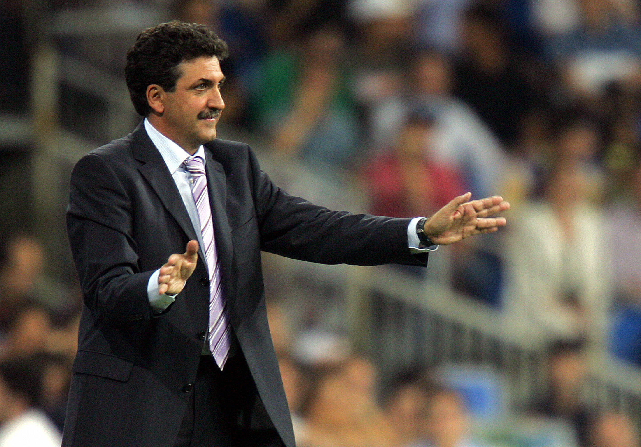 Real Madrid coach Mariano Garcia Remon gestures during a Champions League game at the Santiago Bernabeu in September 2004.