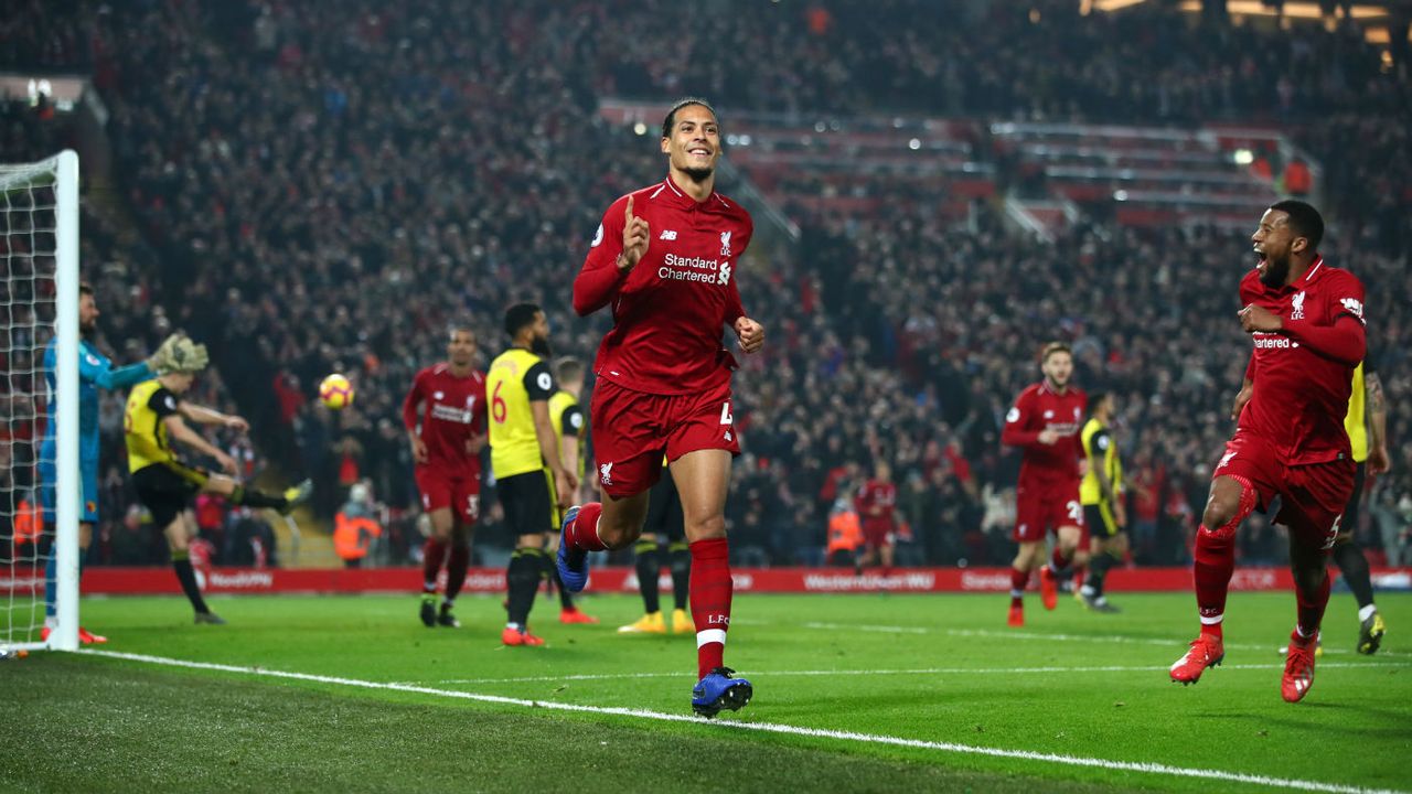 Virgil van Dijk scored twice as Liverpool beat Watford 5-0 at Anfield