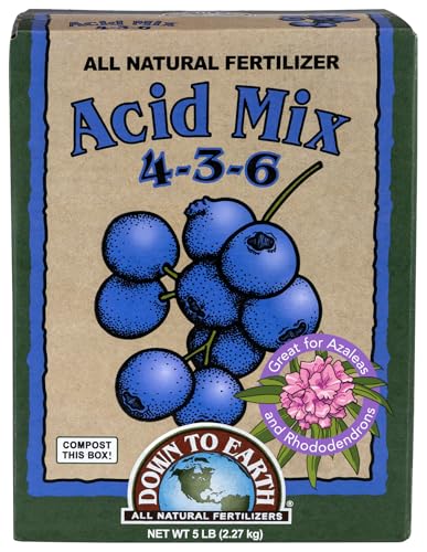 Down to Earth All Natural Fertilizers Organic Acid Mix - Plant Food for Blueberries, Raspberries, Azaleas and Rhododendrons 4-3-6, 5 Lb