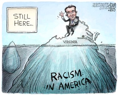 Political Cartoon U.S. Northam Racism in America iceberg