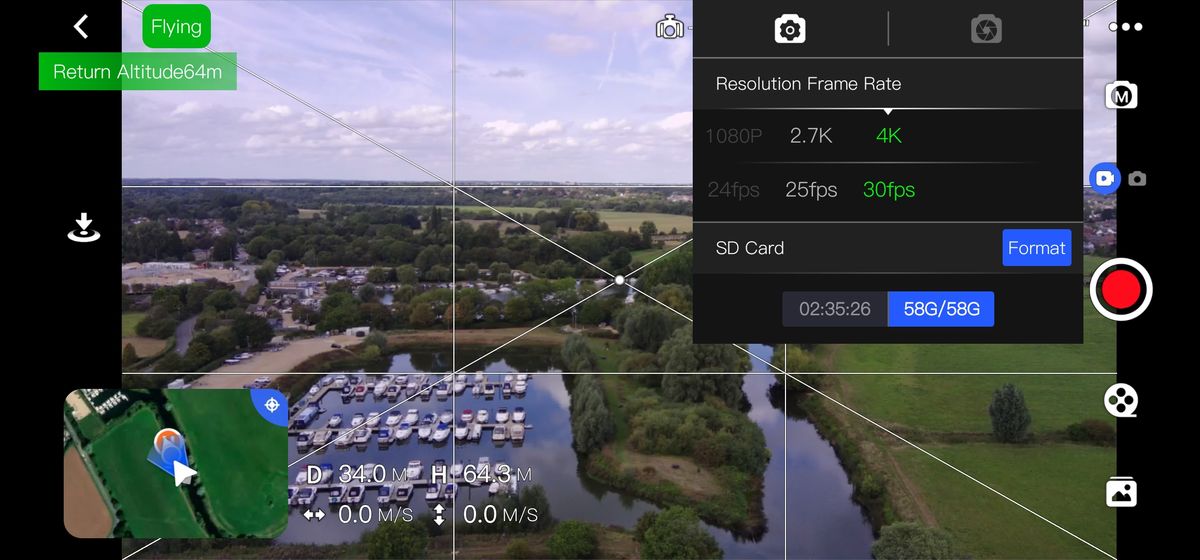 Screengrab from the Potensic Pro app for the Potensic Atom drone