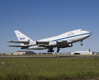 The NASA and German Aerospace Center SOFIA airborne infrared observatory took flight for the first time April 26, 2007, from its modification center in Waco, Texas.