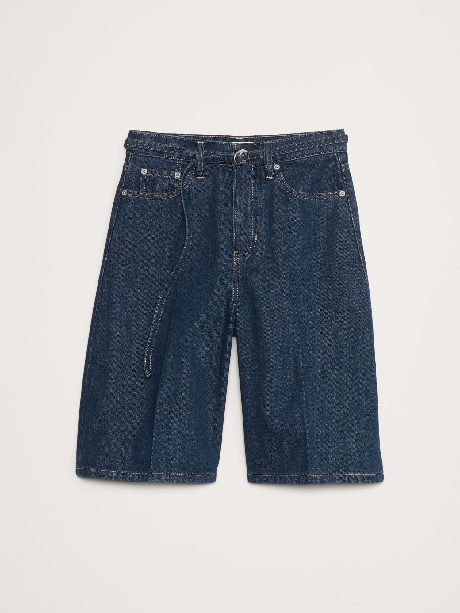 High-Rise Denim Bermuda Short