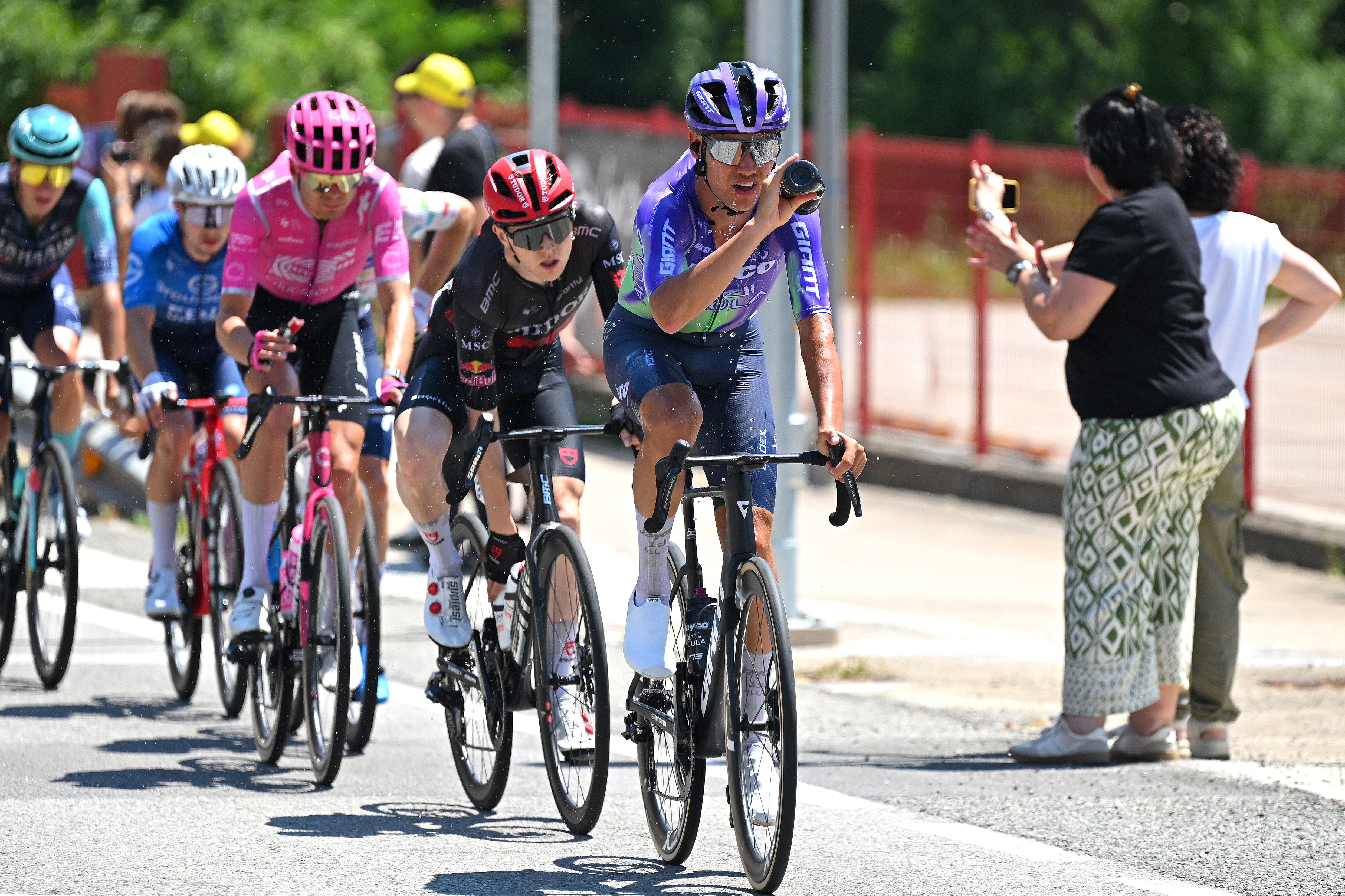 Luke Plapp of Australia and Team Jayco-AlUla pours a bottle over him in the breakaway during Tour de France 2026, Stage 3. (Photo by Tim de Waele/Getty Images)