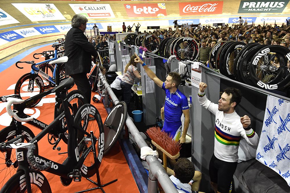 Mark Cavendish waits his turn to race at the Gent Six Day