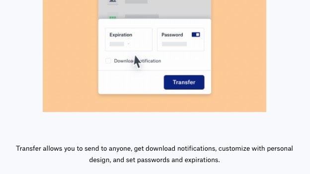 Dropbox's transfer feature quickly summarised