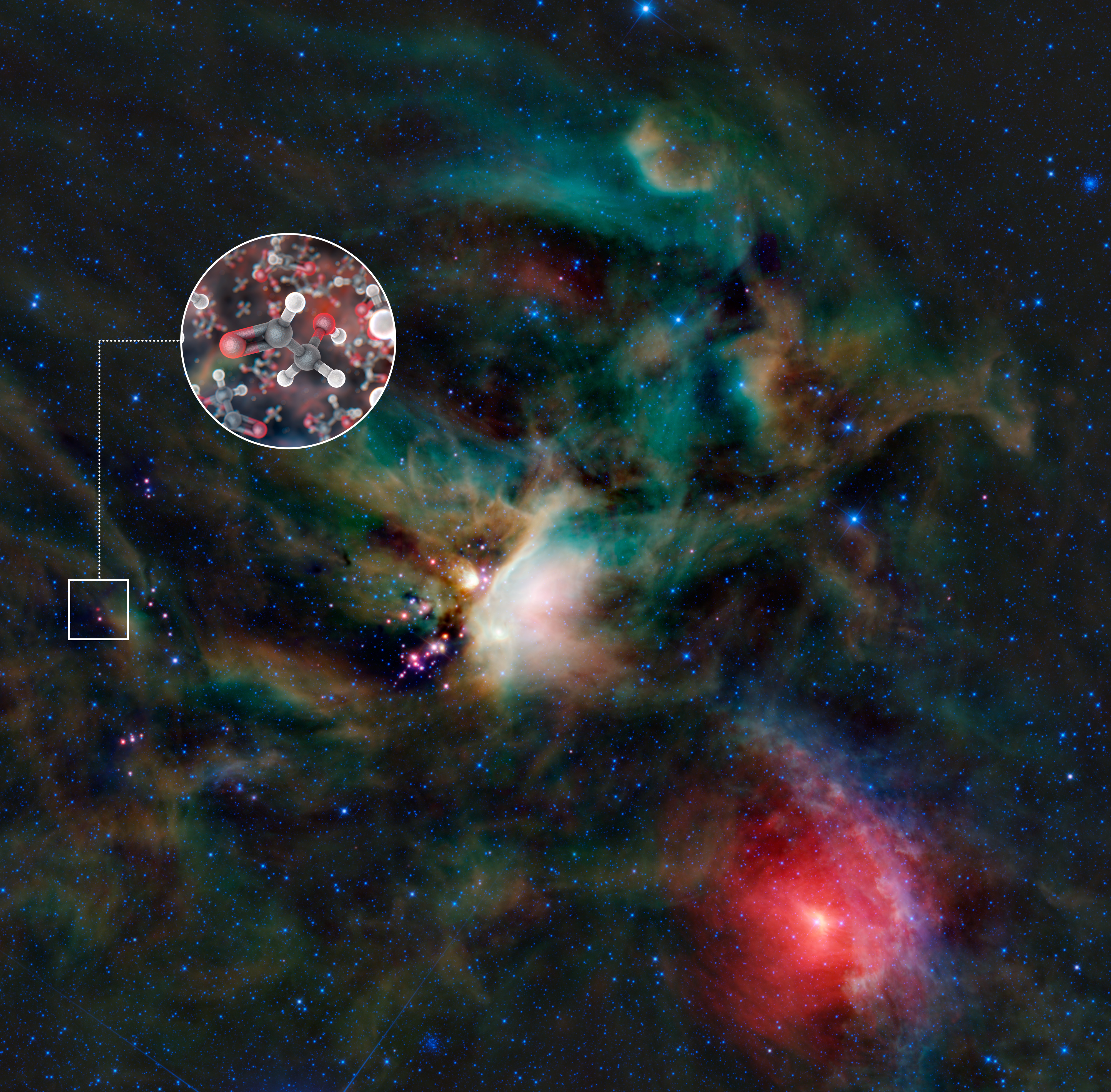 Molecules of simple sugar, known as glycolaldehyde, were found around a young, sun-like star.