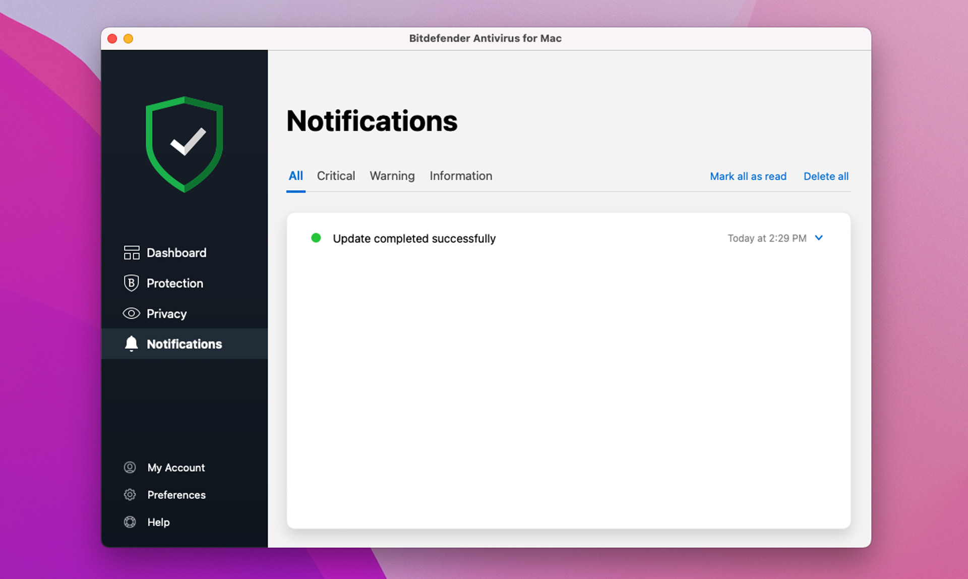 Bitdefender Premium Security for Mac app screen shot