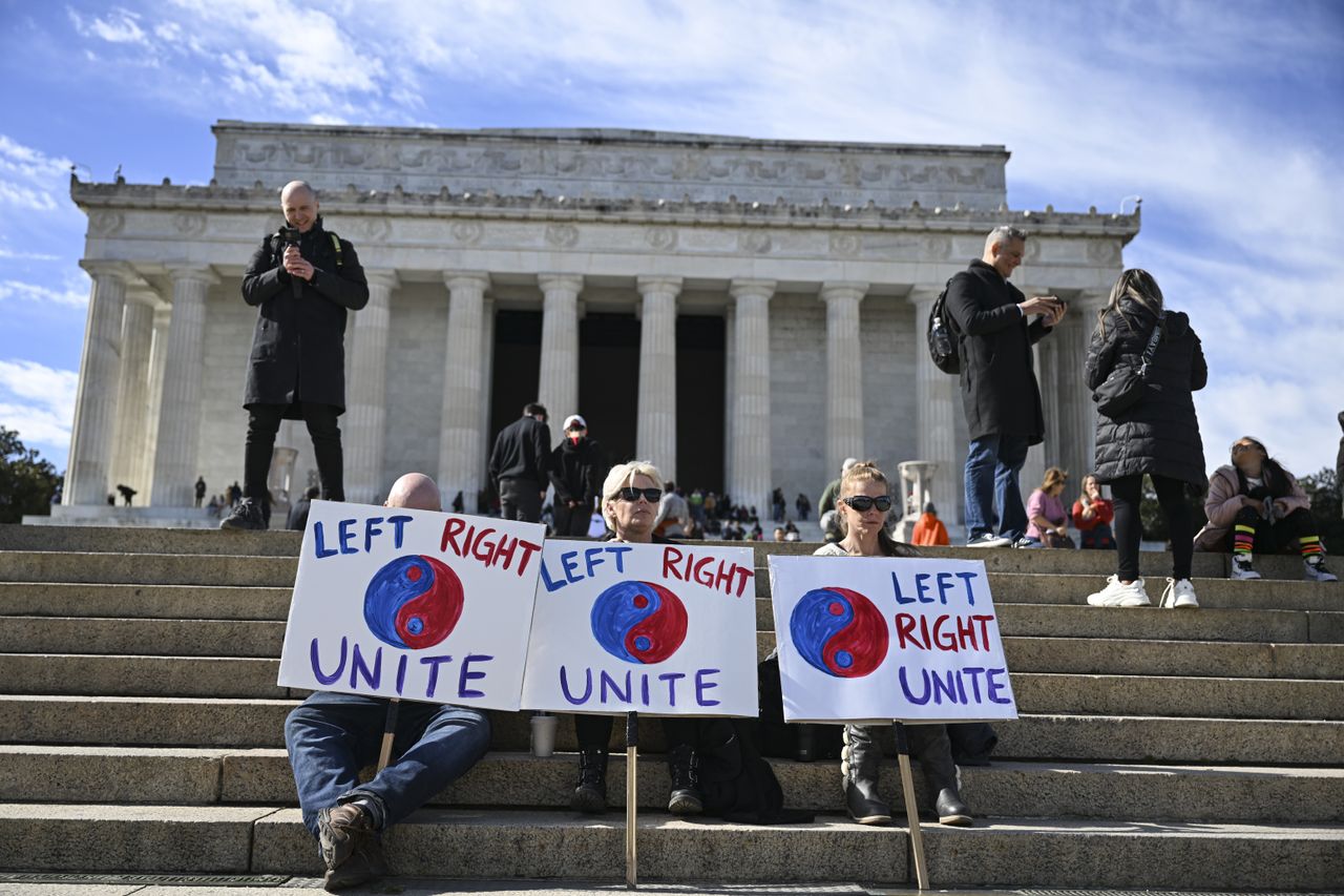 Attendees at &amp;quot;Rage Against The War Machine&amp;quot; rally