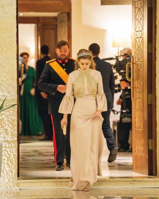 Princess Beatrice wearing the York tiara at the royal wedding in Jordan in June 2023.