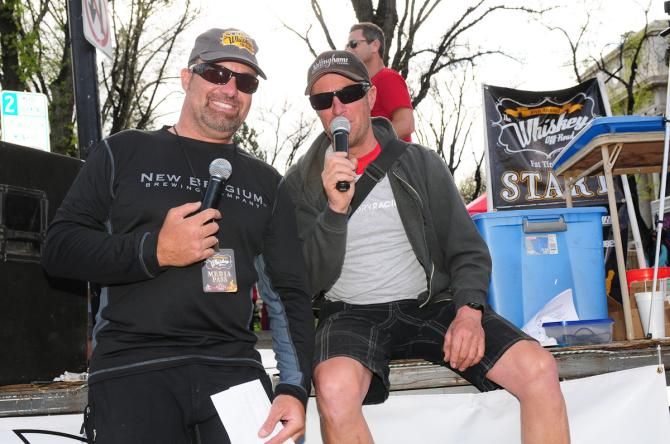 Race announcers Bruce Dickman (L) and Larry Longo (R) put in some long hours this weekend.