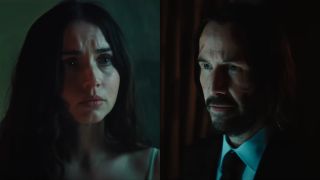 Side by side images of Ana de Armas and Keanu Reeves in Ballerina