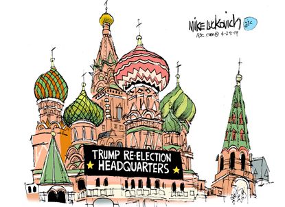 Political Cartoon U.S. Trump Russia re-election headquarters