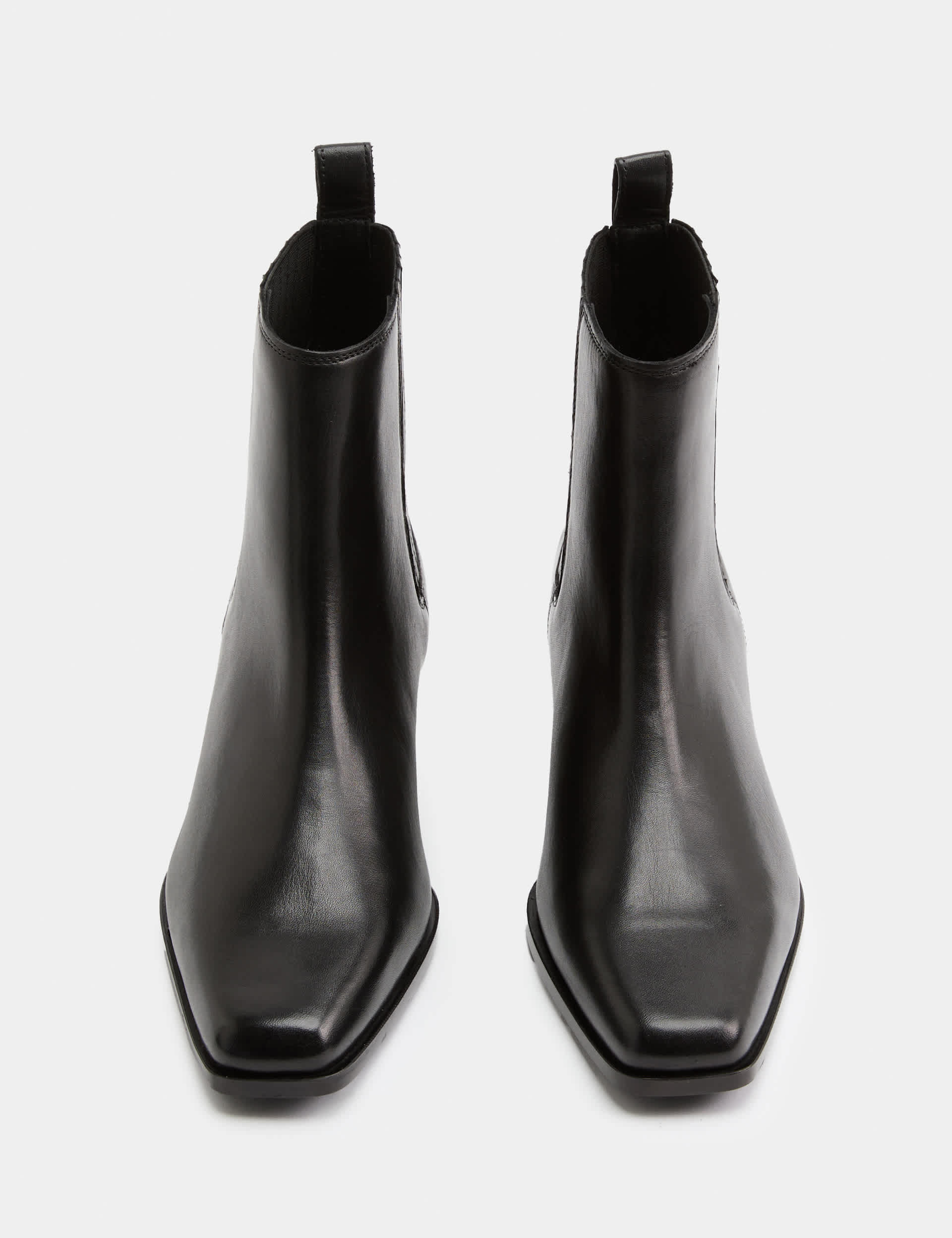 Leather Western Block Heel Ankle Boots