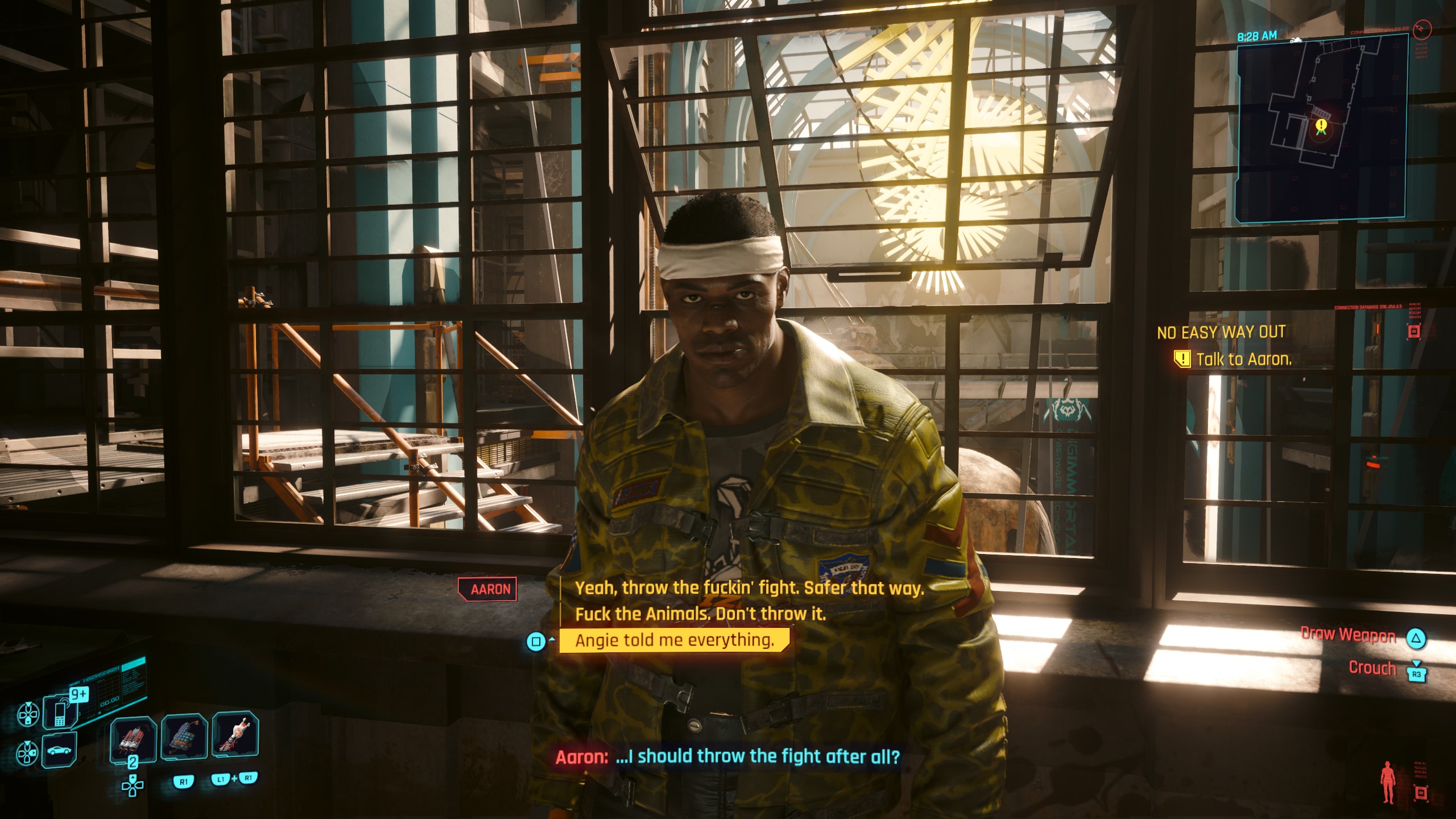 Cyberpunk 2077 No Easy Way Out - Telling Aaron what to do
