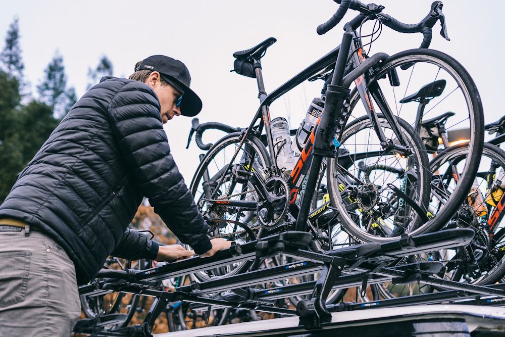 303 Project team director Nicholas Greeff loading bikes