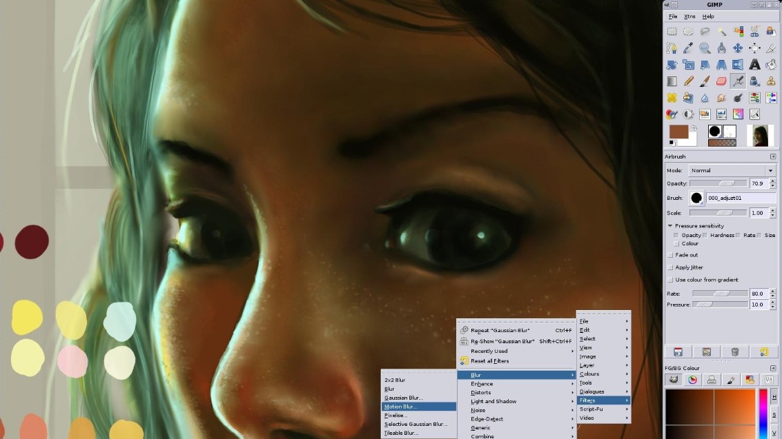 Photoshop alternatives: interface screenshot featuring illustration of woman's face