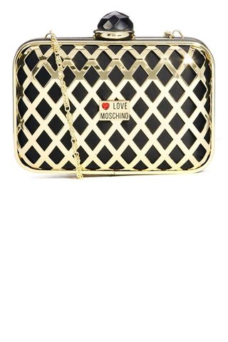 Love Moschino Gold Cage And Satin Covered Box Clutch Bag, £99
