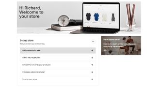 Squarespace's setup process for creating an online store