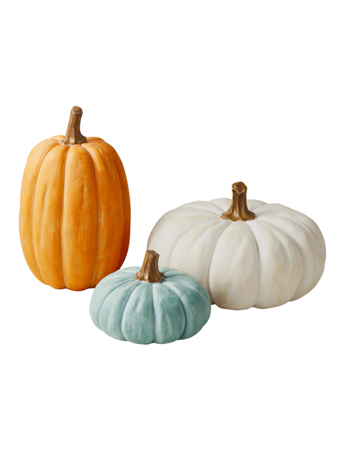 Outdoor Pre-Lit Faux Pumpkins, Set of 3