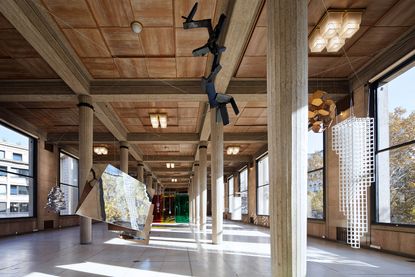 Installation view of ‘Suspension: A History of Abstract Hanging Sculpture 1918-2018’ at Palais d'Iéna, Paris.