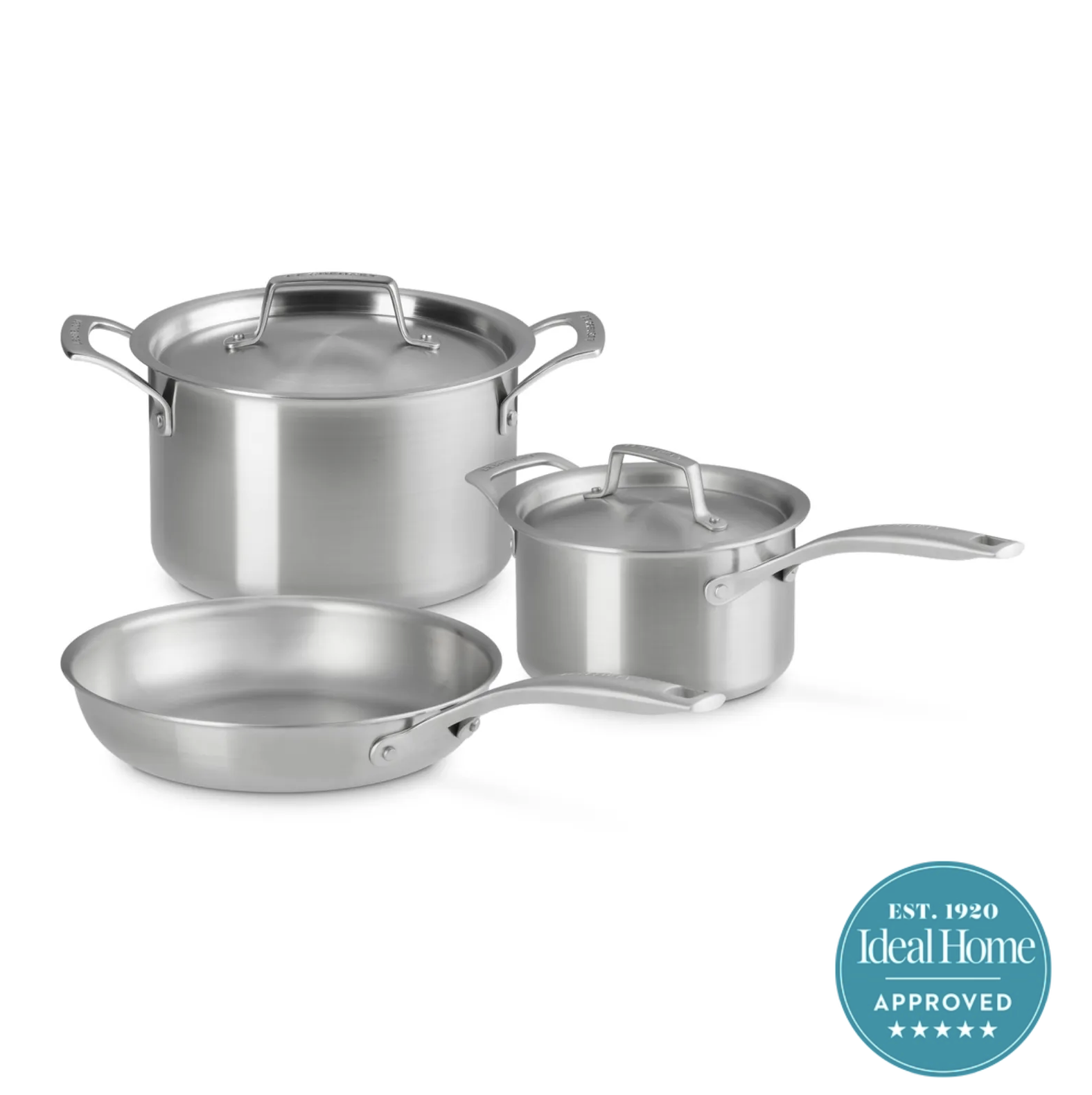 Le Creuset with Ideal Home 5 star recommended badge