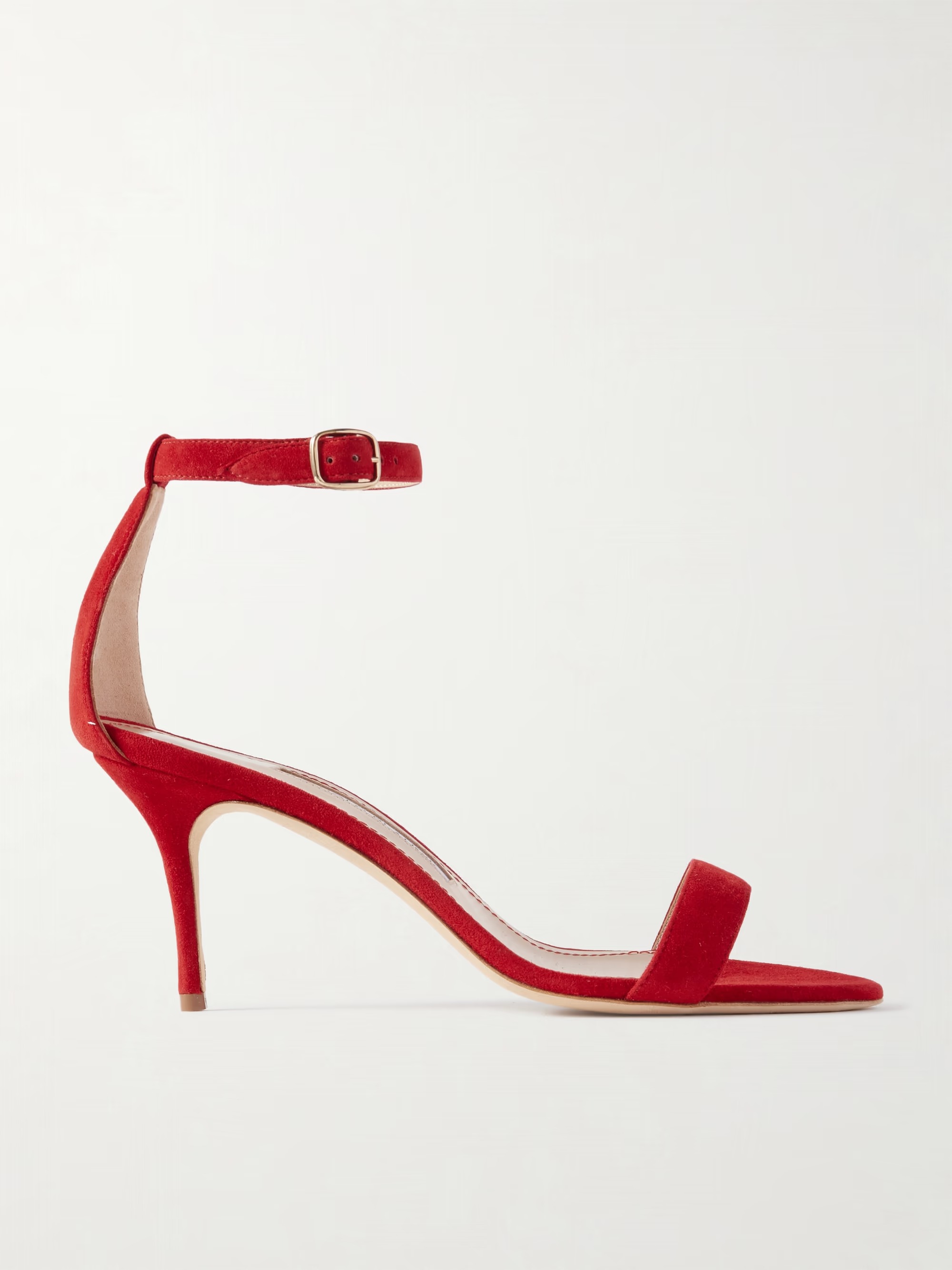 Manolo Blahnik, Chaos Suede Sandals in Red
