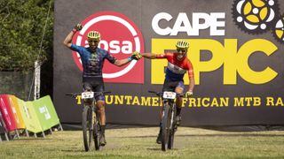 Hans Becking and Jose Dias on their way to winning their second stage in a row on Stage 5 of the 2021 Absa Cape Epic