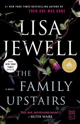 the family upstairs book cover with a black background and flower fines