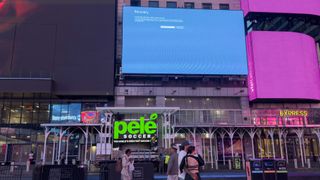 A digital billboard in New York's Time Square showing a blue screen of death due to the Crowdstrike outage of 2024.