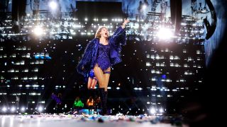 Taylor Swift performs onstage during "Taylor Swift | The Eras Tour" at SoFi Stadium on August 03, 2023 in Inglewood, California.