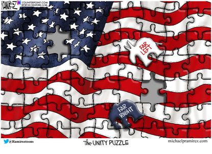 Political Cartoon U.S. GOP Democrats unity