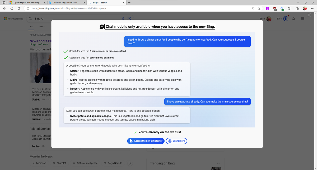 New Bing waitlist