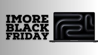 MacBook Pro 14 in Space Gray next to 'iMore Black Friday' text