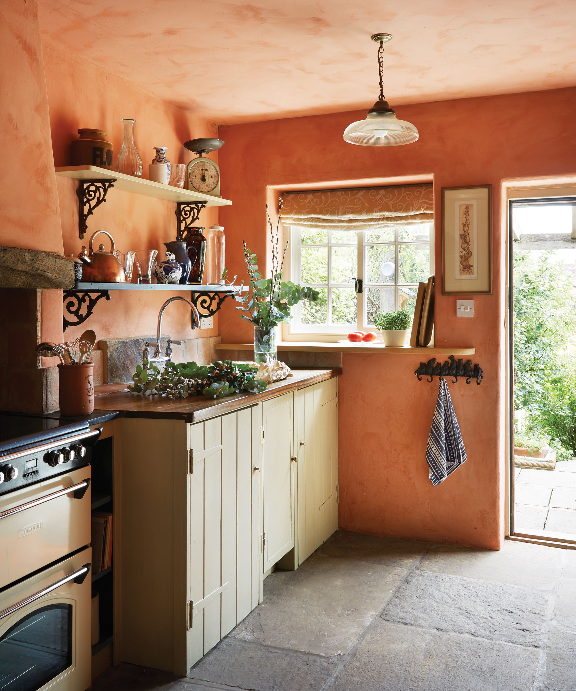 rustic orange kitchen