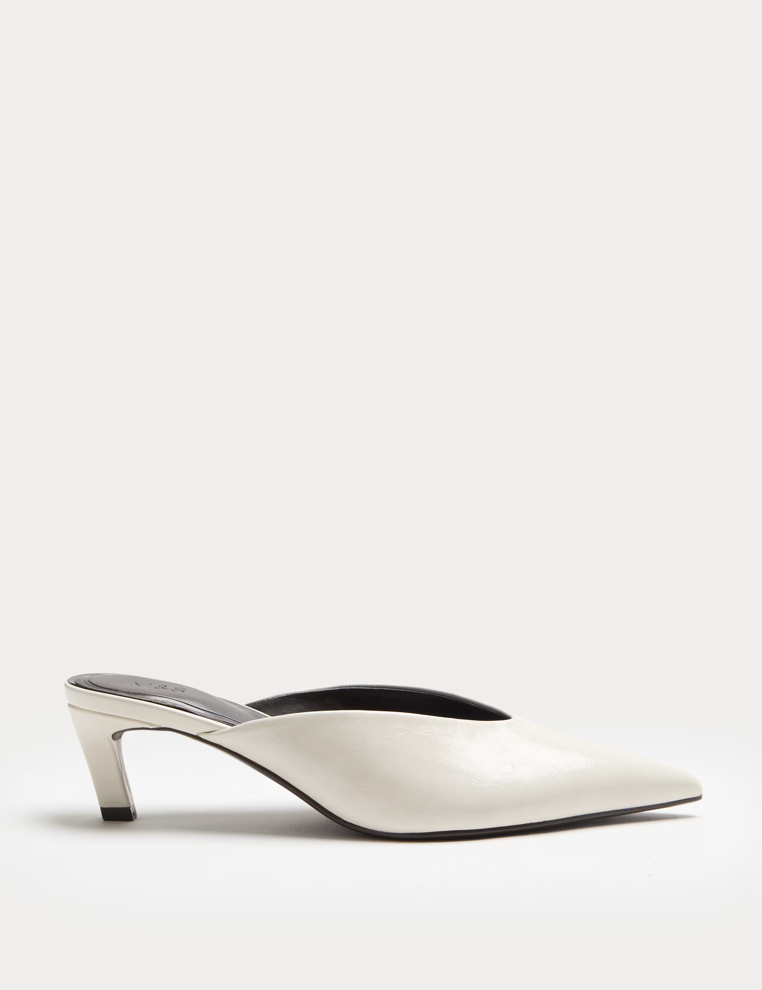 M&amp;S, Patent Slip on Kitten Heel Pointed Mules