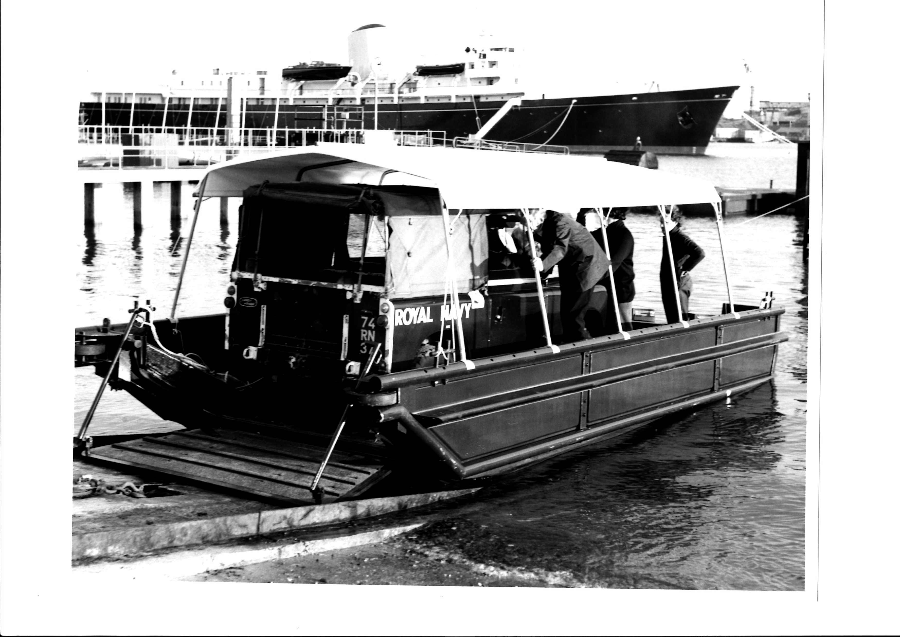 The barge that allowed the land rover to get from boat to shore