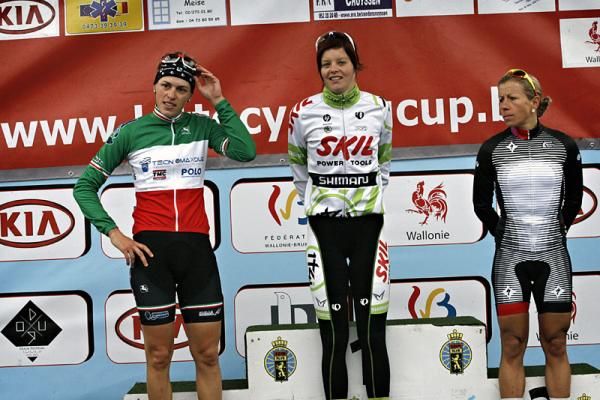 Le Samyn des Dames top-3 (l-r): Noemi Cantele, 2nd; Adrie Visser, 1st; Trixi Worrack, 3rd
